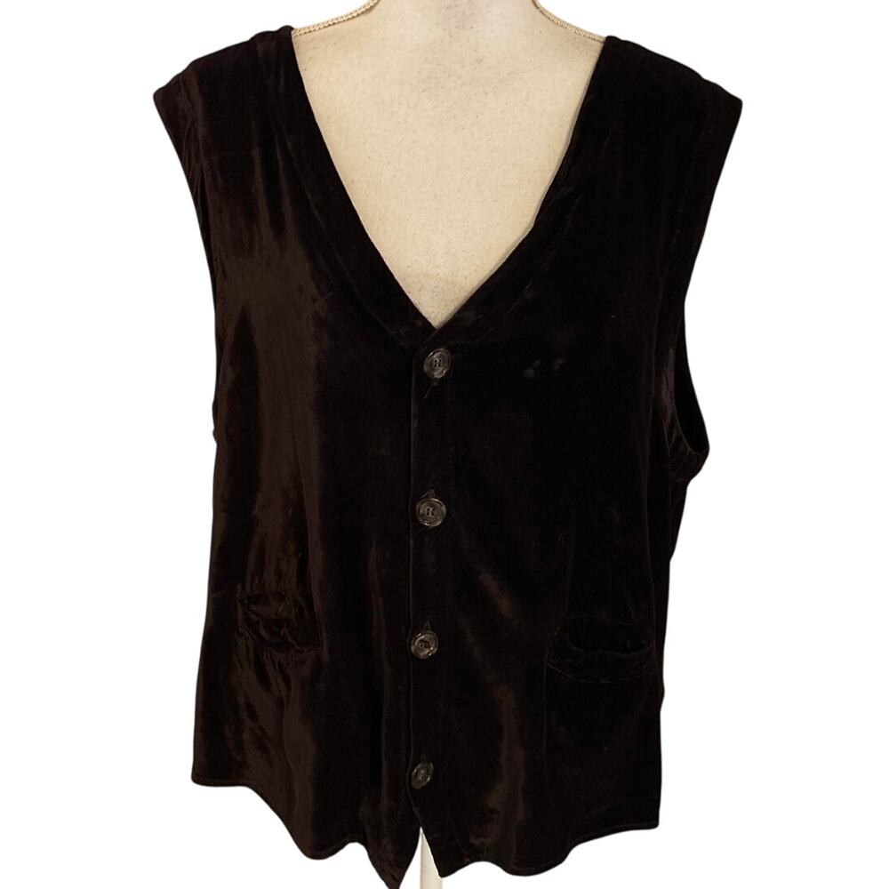CP Shades Men’s Size M Velvet Vest Button Front Deep Purple Eggplant FLAW
